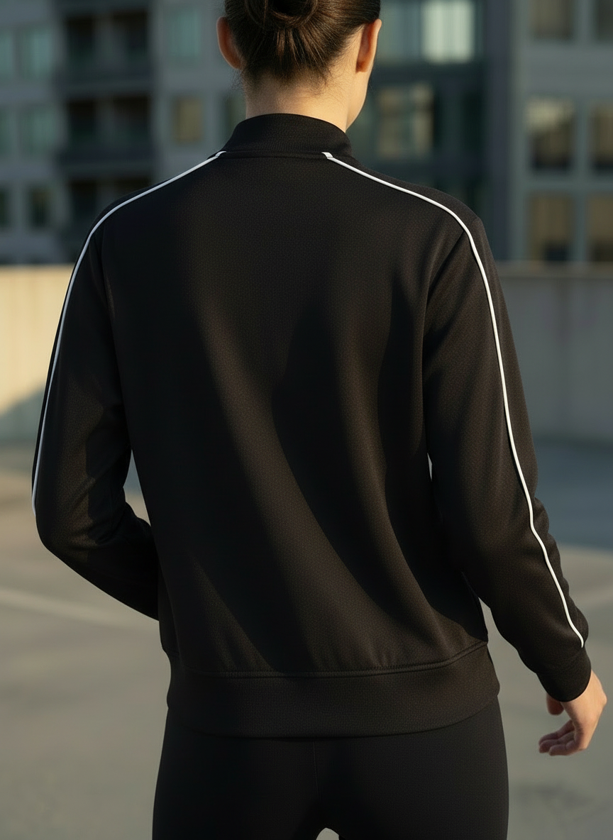 Contrast-Trim Zip-Up Sports Jacket