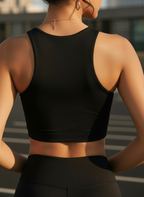 Front Cross Sports Bra with Mesh Patchwork