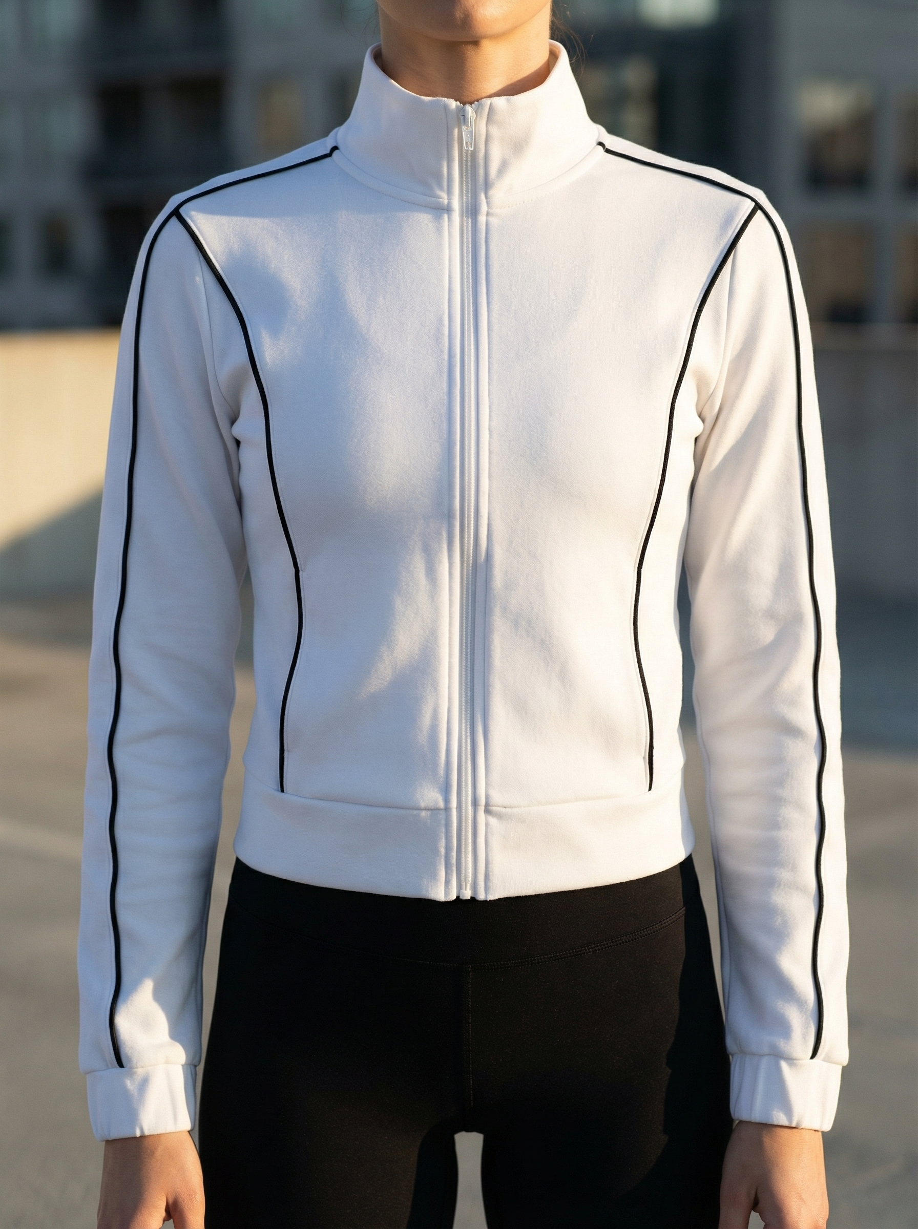 Contrast-Trim Zip-Up Sports Jacket