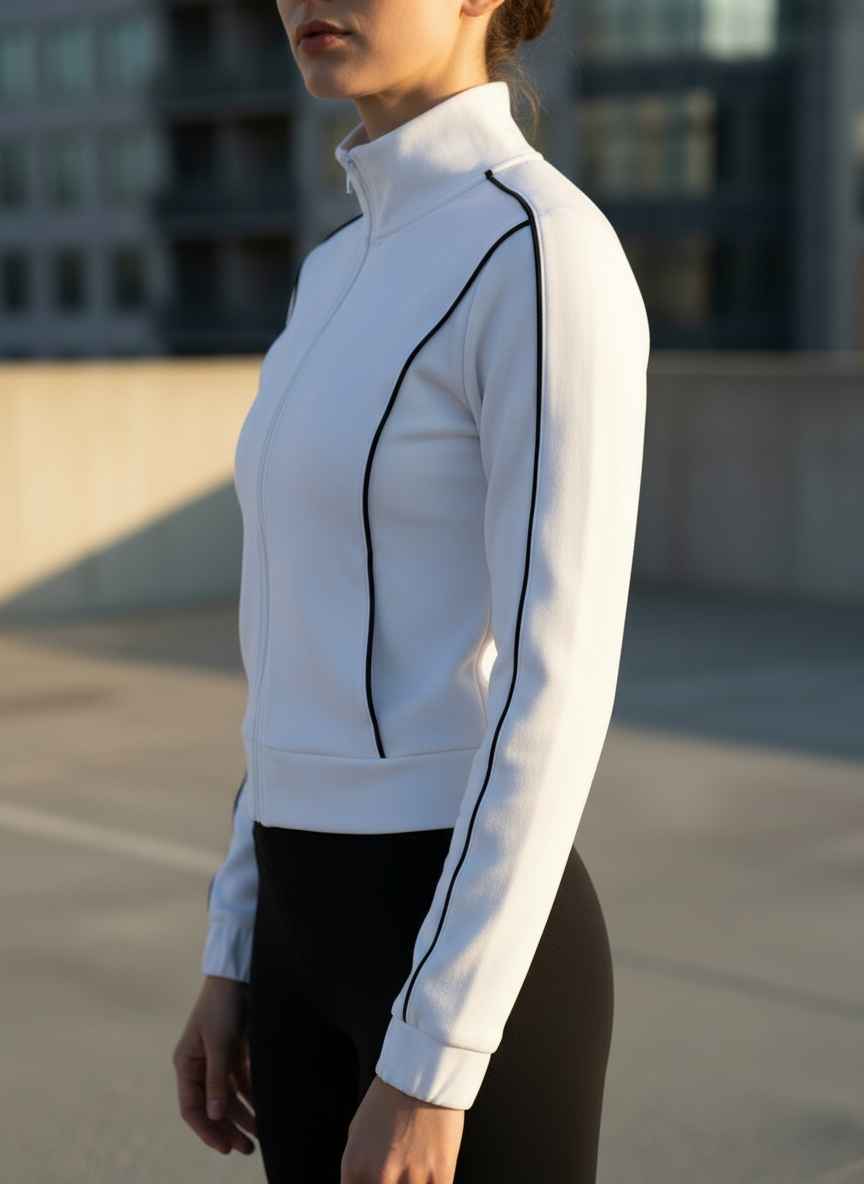 Contrast-Trim Zip-Up Sports Jacket