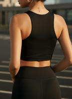 Front Cross Sports Bra with Mesh Patchwork